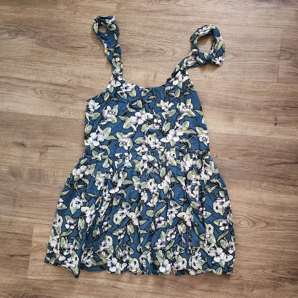FREE PEOPLE 'Dear You' ~ Blue Floral Ruffle Flare Casual Sundress M - Picture 1 of 7